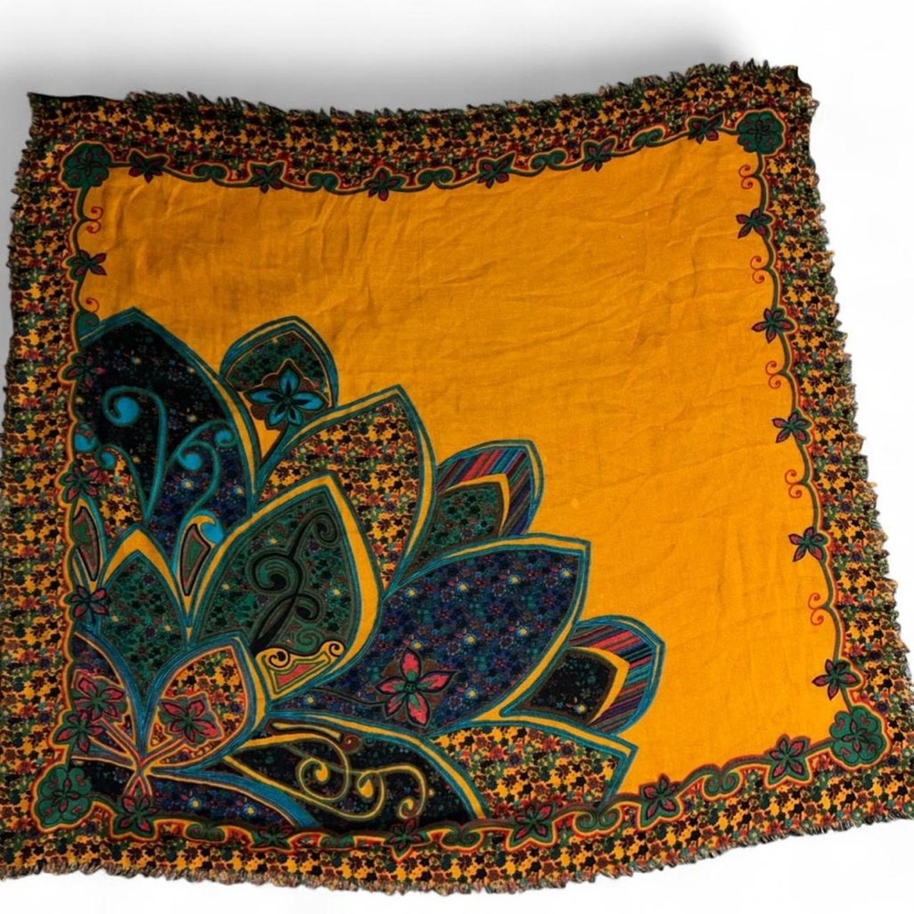 Vibrant Yellow Floral Border Women’s Scarf & Wrap